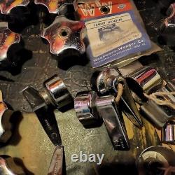 NOS vintage Antique lavatory handle lot 25 PAIRS+ STAINLESS/SILVER 1950's 80's
