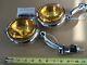 New Pair 6 Volt Small Vintage Style Fog Lights With Fog Cap And Chrome Brackets