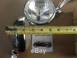 New Pair Of Claer 6 Volt Small Vintage Style Fog Lights With Chrome Brackets