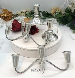Newport Sterling Silver Weighted Candelabras 3 Arm Weighted Vintage A Pair