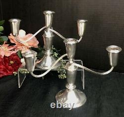 Newport Sterling Silver Weighted Candelabras 3 Arm Weighted Vintage A Pair