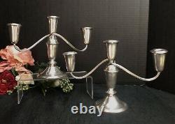 Newport Sterling Silver Weighted Candelabras 3 Arm Weighted Vintage A Pair