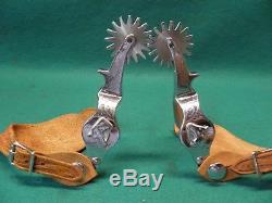 Nice Good Vintage Pair Of Ricardo Nickel Silver Western Cowboy Spurs