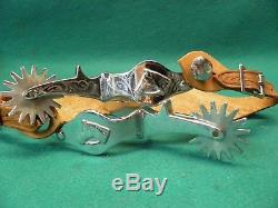 Nice Good Vintage Pair Of Ricardo Nickel Silver Western Cowboy Spurs