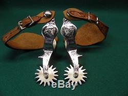 Nice Good Vintage Pair Of Ricardo Nickel Silver Western Cowboy Spurs