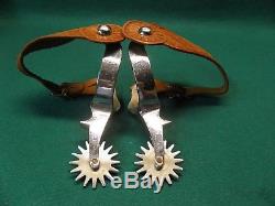 Nice Good Vintage Pair Of Ricardo Nickel Silver Western Cowboy Spurs