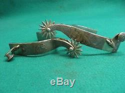 Nice Vintage Pair Of Silver Mounted Western Cowboy Spurs