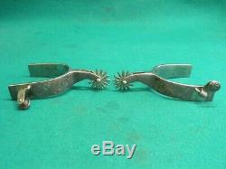 Nice Vintage Pair Of Silver Mounted Western Cowboy Spurs