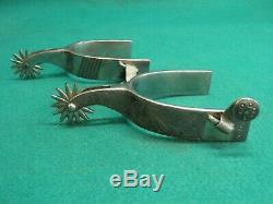 Nice Vintage Pair Of Silver Mounted Western Cowboy Spurs