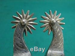 Nice Vintage Pair Of Silver Mounted Western Cowboy Spurs