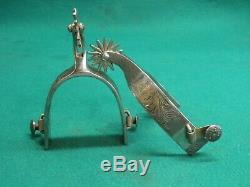 Nice Vintage Pair Of Silver Mounted Western Cowboy Spurs