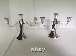 Nice Vintage Sterling Pair Duchin Weighted Triple/Single Candle Candelabras