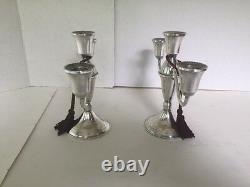 Nice Vintage Sterling Pair Duchin Weighted Triple/Single Candle Candelabras