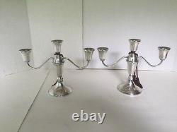 Nice Vintage Sterling Pair Duchin Weighted Triple/Single Candle Candelabras