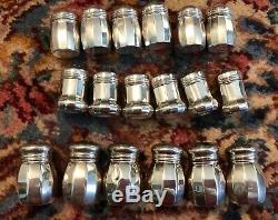 Nine Pairs Antique Vintage Individual Sterling Silver Salt & Pepper Shakers