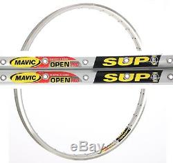 Nos Pair Mavic Open Pro Clincher Rims Silver 28 700c 36h Vintage 90s