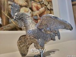 OLD SOLID SILVER ROOSTER PAIR FIGURINE VINTAGE LARGE RARE MUSEUM sterling 55 Oz