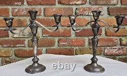 Old VTG Pair of Gorham 925 Sterling Silver 11.5 Candelabra Four Section #808-1