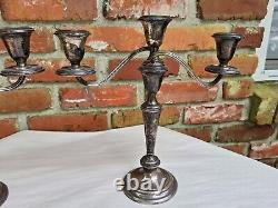 Old VTG Pair of Gorham 925 Sterling Silver 11.5 Candelabra Four Section #808-1