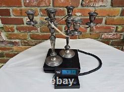 Old VTG Pair of Gorham 925 Sterling Silver 11.5 Candelabra Four Section #808-1