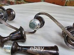 Old VTG Pair of Gorham 925 Sterling Silver 11.5 Candelabra Four Section #808-1