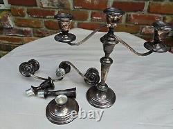 Old VTG Pair of Gorham 925 Sterling Silver 11.5 Candelabra Four Section #808-1
