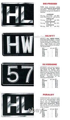 Original UK British Number Plates Pair Concourse Vintage 1950's Car Black/Silver