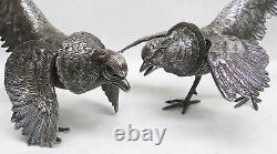 Outstanding Vintage Pair Silvered Metal 18 Pheasants