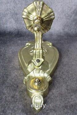 PAIR Art Deco Brass Plated Cast Iron Sconces c. 1930 RESTORED