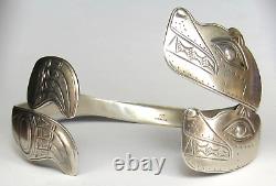 PAIR First Nations Northwest Coast TLINGIT Vintage BEAR Sterling Silver Bracelet