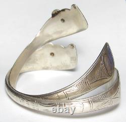 PAIR First Nations Northwest Coast TLINGIT Vintage BEAR Sterling Silver Bracelet