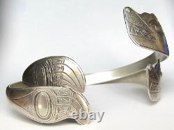 PAIR First Nations Northwest Coast TLINGIT Vintage BEAR Sterling Silver Bracelet