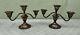 Pair Fisher Silversmith Sterling Silver Weighted Candlestick Holder 3-light #352
