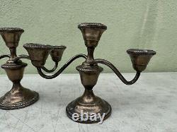 PAIR Fisher Silversmith Sterling Silver Weighted Candlestick Holder 3-light #352