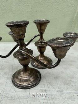 PAIR Fisher Silversmith Sterling Silver Weighted Candlestick Holder 3-light #352