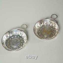 PAIR OF (2) VINTAGE SILVER PLATE WINE TASTERS With FRENCH 1648 LOUIS XIV COINS