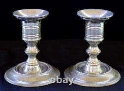 PAIR OF 95% PEWTER ARTE ITALICA CANDLESTICKS + TRAY + SNUFFER vintage Italy owl