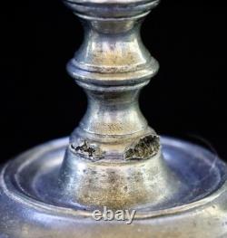 PAIR OF 95% PEWTER ARTE ITALICA CANDLESTICKS + TRAY + SNUFFER vintage Italy owl