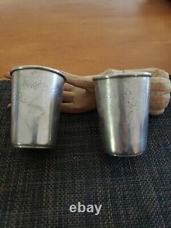 PAIR OF STERLING SILVER WEDDING CUPS ETCHED Vintage ANTIQUE NO MONO