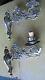 Pair Of Vintage Antique Victorian Cast Metal Wall Sconces Silver Finish W Birds