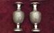 Pair Of Vintage Persian Middle Eastern Silver Cut Cabinet Vases/urns