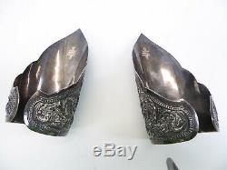 PAIR OF VINTAGE SIAM STERLING SILVER CUFF BRACELETS 218g