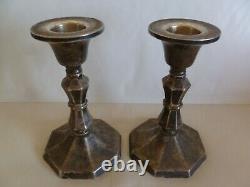 PAIR OF VINTAGE STERLING SILVER SMALL CANDLESTICKS 11 cm. High 114 grams
