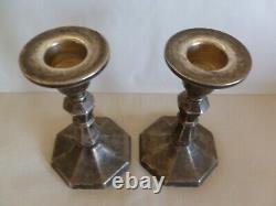 PAIR OF VINTAGE STERLING SILVER SMALL CANDLESTICKS 11 cm. High 114 grams