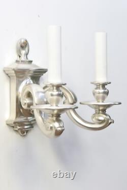 PAIR RESTORED Antique Vtg Wall Sconces Arts & Crafts Art Deco Colonial, Silver