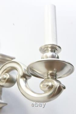 PAIR RESTORED Antique Vtg Wall Sconces Arts & Crafts Art Deco Colonial, Silver