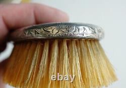 PAIR SIGNED TIFFANY & Co Sterling Silver ORNATE Hand Chased Brush Antique Vtg