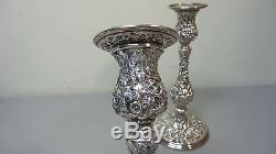 PAIR VINTAGE KIRK REPOUSSE STERLING SILVER 9.75 CANDLESTICKS, 850 grams