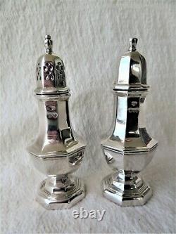 PAIR VINTAGE SOLID SILVER SALT & PEPPER POTS LONDON 1978 A. CHICK & SONS 92gs