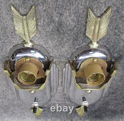 PAIR VTG Globe Art Deco Arrow Slip Shade Sconces c. 1937 RESTORED